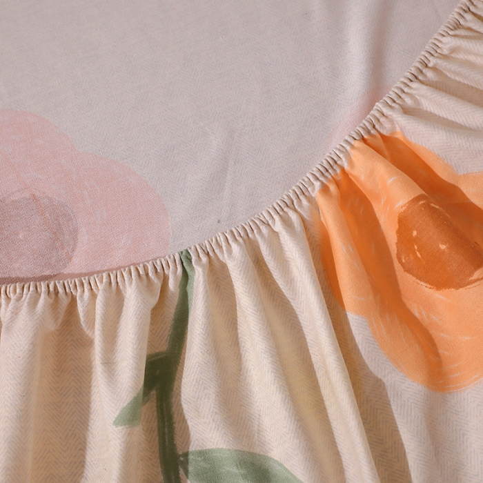 91家纺网 家纺一手货源 找家纺 晶缦 2023新款格林系列全棉活性磨毛多规格床笠 太阳花