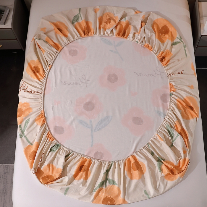 91家纺网 家纺一手货源 找家纺 晶缦 2023新款格林系列全棉活性磨毛多规格床笠 太阳花