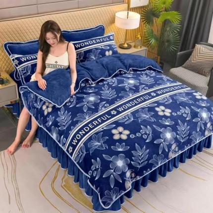 91家纺网 家纺一手货源 找家纺 绒耀 2025新款高克重牛奶绒四件套保暖四件套直播爆款电商爆款春意阑珊