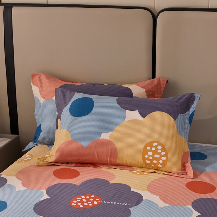 91家纺网 家纺一手货源 找家纺 晶缦 2023新款格林系列全棉活性磨毛枕套 花儿坊