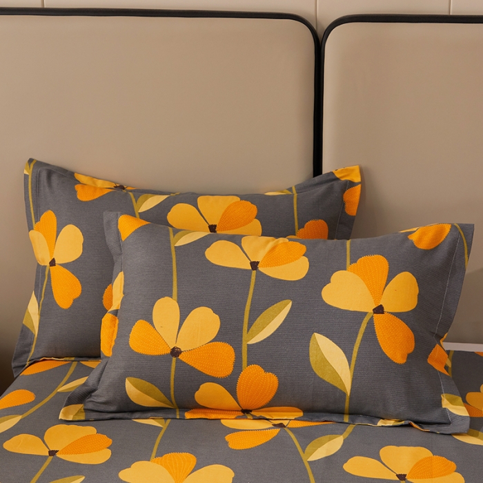 91家纺网 家纺一手货源 找家纺 晶缦 2023新款格林系列全棉活性磨毛枕套 叶叶生辉