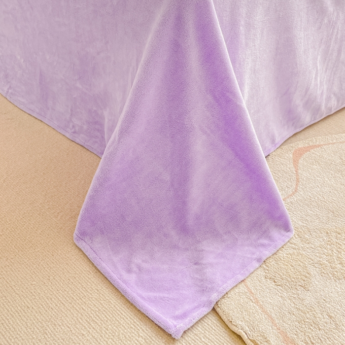 91家纺网 家纺一手货源 找家纺 易禾 2024新款牛奶绒毛巾绣兔绒花边四件套-月牙 月牙兔-紫