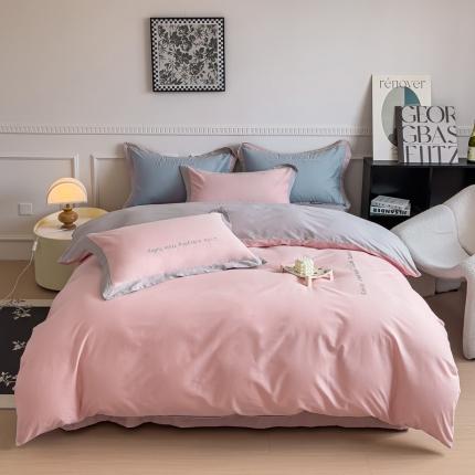 91家纺网 家纺一手货源 找家纺 （总）嘉汀兰 2023秋冬新品60支加厚轻奢磨毛撞色绣花四件套—暮里