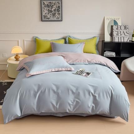 91家纺网 家纺一手货源 找家纺 （总）嘉汀兰 2023秋冬新品60支加厚轻奢磨毛撞色绣花四件套—暮里