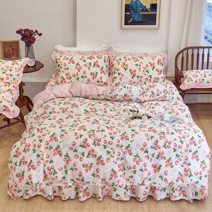 91家纺网 家纺一手货源 找家纺 （总）爱妮玖玖 2023新款夹棉床裙四件套配双针