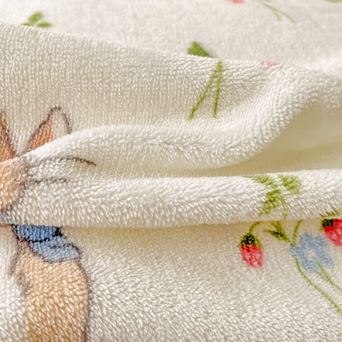 91家纺网 家纺一手货源 找家纺 畅畅家纺 2023新款活性印花小清新AB版加厚高克重法莱绒牛奶绒四件套 花间兔