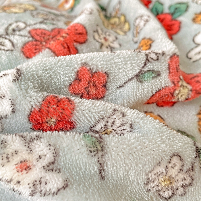 91家纺网 家纺一手货源 找家纺 畅畅家纺 2023新款活性印花小清新AB版加厚高克重法莱绒牛奶绒四件套 夕颜