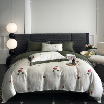 时亿 2023新款天丝棉65天丝35棉四件套 红袖