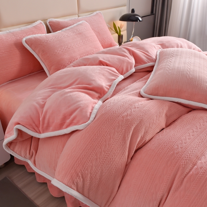 91家纺网 家纺一手货源 找家纺 （总）畅畅家纺 2023新款立体雕花绒保暖四件套