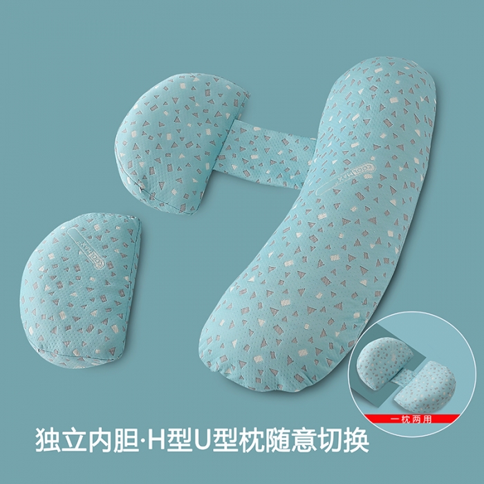 91家纺网 家纺一手货源 找家纺 居易简 2025年孕妇枕头护腰侧睡枕侧卧枕多功能 75*100cm/只H型U型两用款-竹纤维绿色