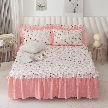 91家纺网 家纺一手货源 找家纺 （总）爱妮玖玖 2023新款夹棉床裙配花边被套四件套