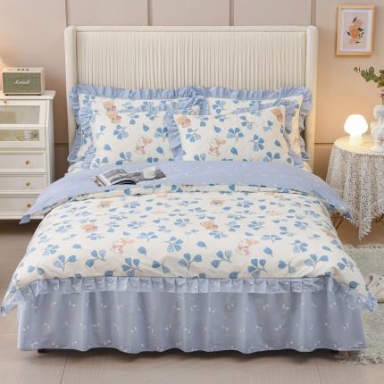 91家纺网 家纺一手货源 找家纺 （总）爱妮玖玖 2023新款夹棉床裙配花边被套四件套