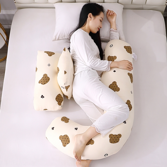 91家纺网 家纺一手货源 找家纺 居易简 2025年双层纱孕妇枕头护腰侧睡枕侧卧枕 75*150cm/只饼干熊