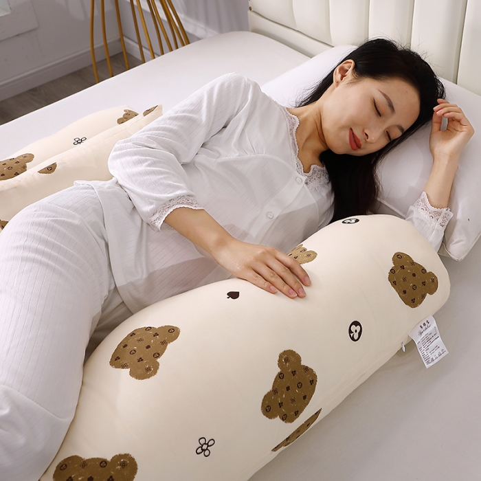 91家纺网 家纺一手货源 找家纺 居易简 2025年双层纱孕妇枕头护腰侧睡枕侧卧枕 75*150cm/只饼干熊