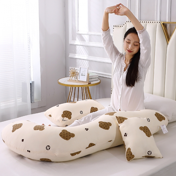 91家纺网 家纺一手货源 找家纺 居易简 2025年双层纱孕妇枕头护腰侧睡枕侧卧枕 75*150cm/只饼干熊