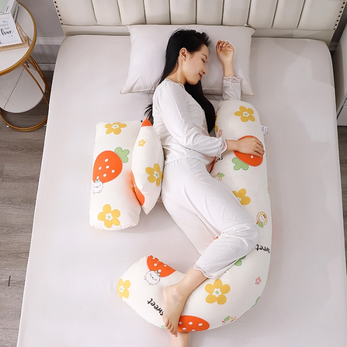 91家纺网 家纺一手货源 找家纺 居易简 2025年双层纱孕妇枕头护腰侧睡枕侧卧枕 75*150cm/只元气草莓