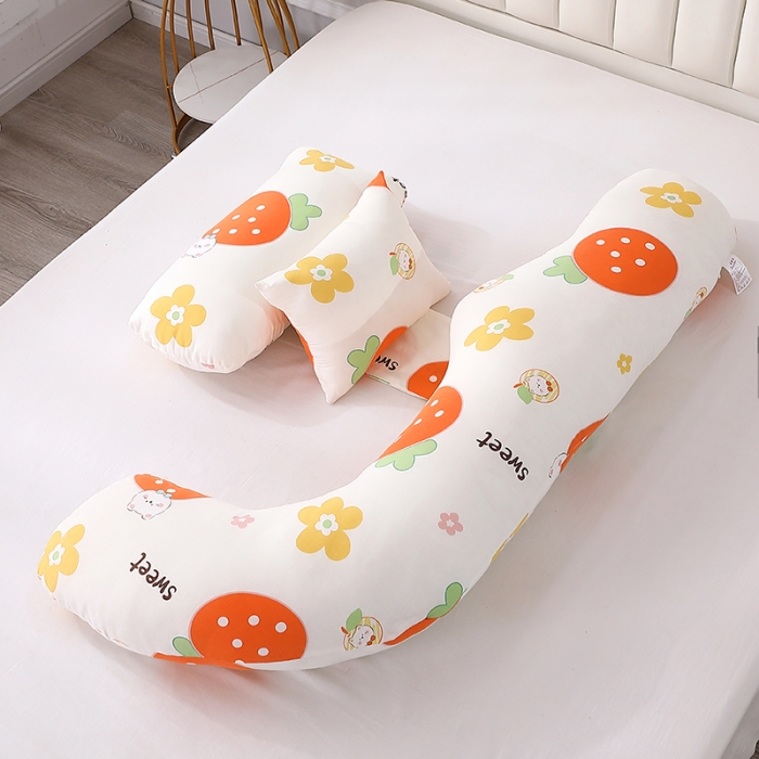 91家纺网 家纺一手货源 找家纺 居易简 2025年双层纱孕妇枕头护腰侧睡枕侧卧枕 75*150cm/只元气草莓