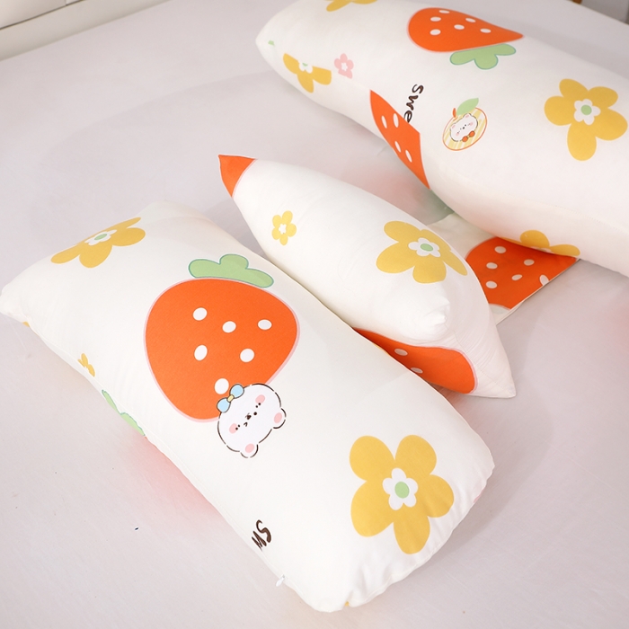 91家纺网 家纺一手货源 找家纺 居易简 2025年双层纱孕妇枕头护腰侧睡枕侧卧枕 75*150cm/只元气草莓