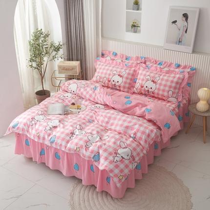 91家纺网 家纺一手货源 找家纺 （总）爱妮玖玖 2023新款夹棉床裙配双针被套四件套