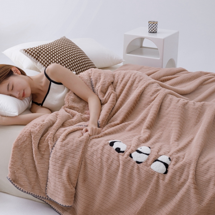 91家纺网 家纺一手货源 找家纺 法芙娜 纯色仿兔绒多功能高克重毛毯 粉色