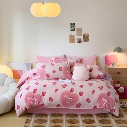 91家纺网 家纺一手货源 找家纺 （总）美乐迪2023新款舒棉绒牛奶绒套件