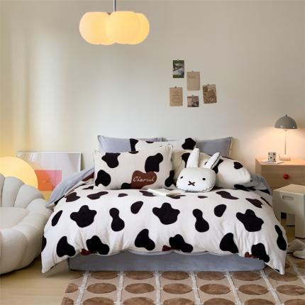 91家纺网 家纺一手货源 找家纺 美乐迪2023新款舒棉绒牛奶绒套件 可可派