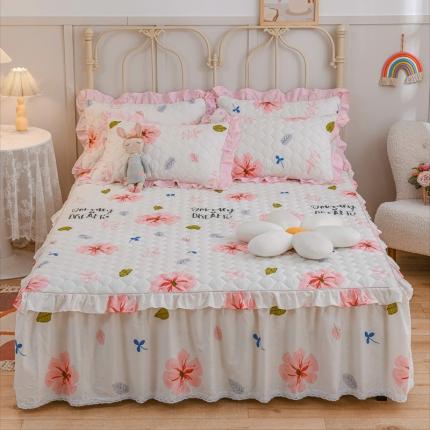 91家纺网 家纺一手货源 找家纺 （总）爱妮玖玖 2023新款小蕾丝床裙四件套全套夹棉床裙床笠四件套