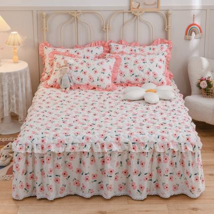 91家纺网 家纺一手货源 找家纺 （总）爱妮玖玖 2023新款小蕾丝床裙四件套全套夹棉床裙床笠四件套