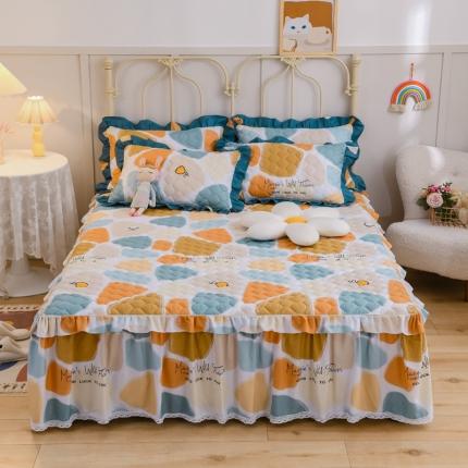 91家纺网 家纺一手货源 找家纺 （总）爱妮玖玖 2023新款小蕾丝床裙四件套全套夹棉床裙床笠四件套