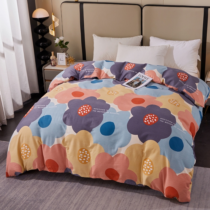 91家纺网 家纺一手货源 找家纺 晶缦 2023新款格林系列全棉活性磨毛单被套 花儿坊