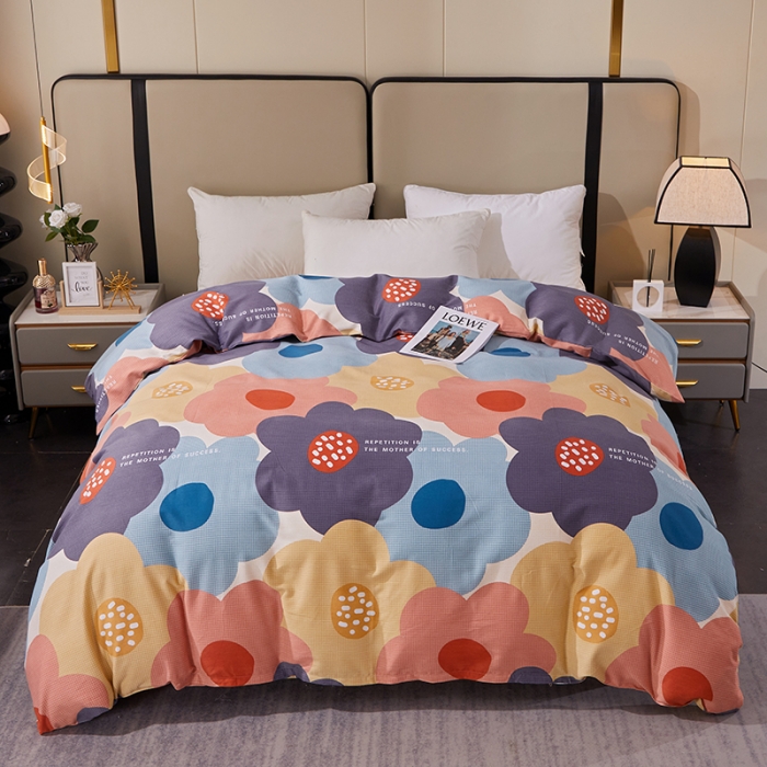 91家纺网 家纺一手货源 找家纺 晶缦 2023新款格林系列全棉活性磨毛单被套 花儿坊