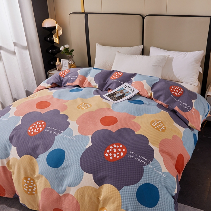 91家纺网 家纺一手货源 找家纺 晶缦 2023新款格林系列全棉活性磨毛单被套 花儿坊