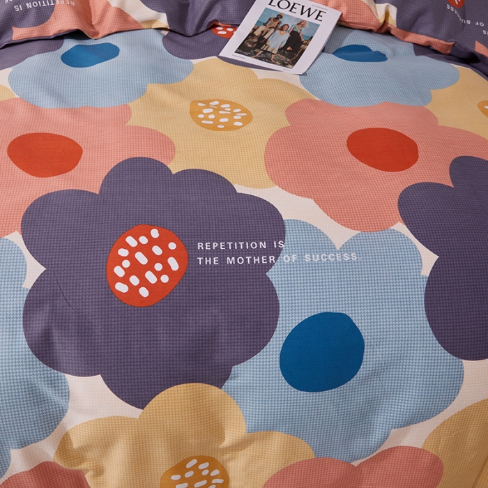 91家纺网 家纺一手货源 找家纺 晶缦 2023新款格林系列全棉活性磨毛单被套 花儿坊