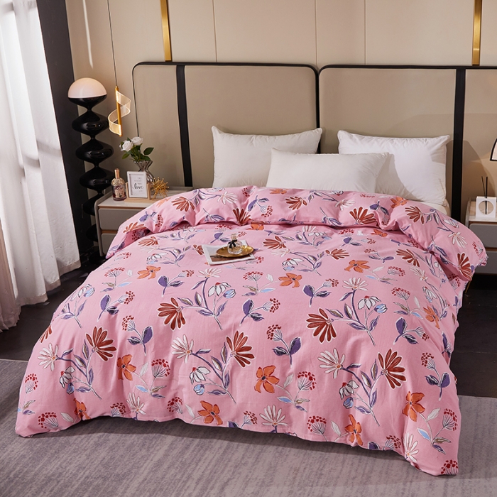 91家纺网 家纺一手货源 找家纺 晶缦 2023新款格林系列全棉活性磨毛单被套 花语纷飞