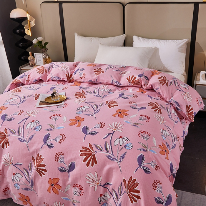 91家纺网 家纺一手货源 找家纺 晶缦 2023新款格林系列全棉活性磨毛单被套 花语纷飞