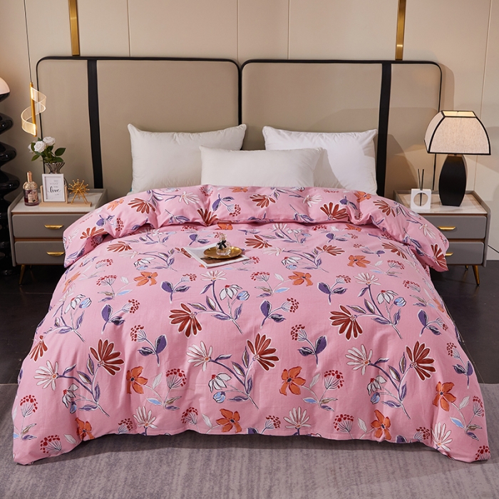 91家纺网 家纺一手货源 找家纺 晶缦 2023新款格林系列全棉活性磨毛单被套 花语纷飞