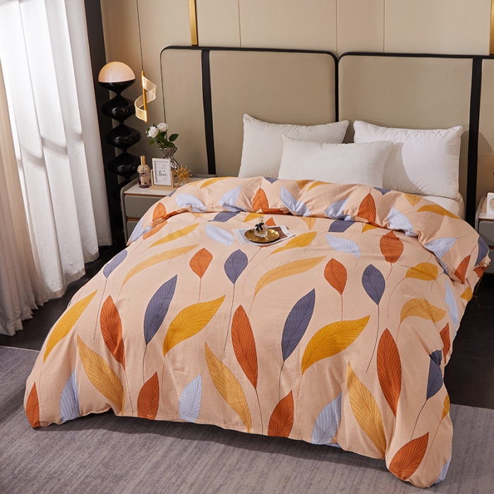 91家纺网 家纺一手货源 找家纺 晶缦 2023新款格林系列全棉活性磨毛单被套 花姿摇曳黄