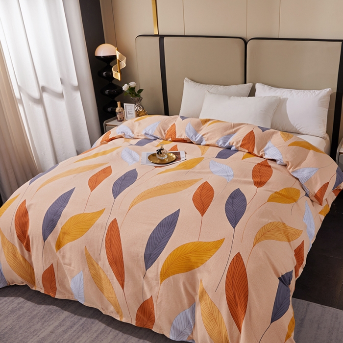 91家纺网 家纺一手货源 找家纺 晶缦 2023新款格林系列全棉活性磨毛单被套 花姿摇曳黄