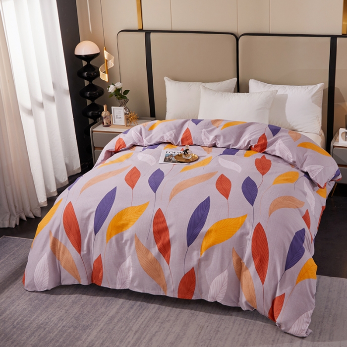 91家纺网 家纺一手货源 找家纺 晶缦 2023新款格林系列全棉活性磨毛单被套 花姿摇曳灰