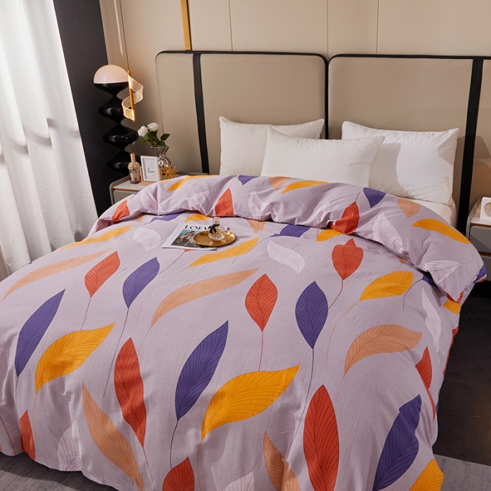 91家纺网 家纺一手货源 找家纺 晶缦 2023新款格林系列全棉活性磨毛单被套 花姿摇曳灰