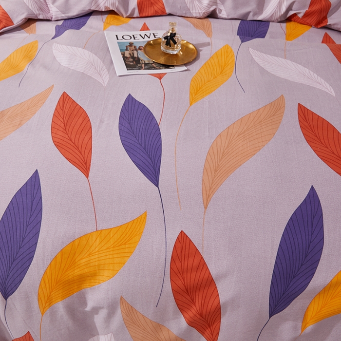 91家纺网 家纺一手货源 找家纺 晶缦 2023新款格林系列全棉活性磨毛单被套 花姿摇曳灰