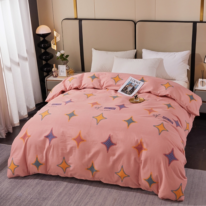 91家纺网 家纺一手货源 找家纺 晶缦 2023新款格林系列全棉活性磨毛单被套 满天星