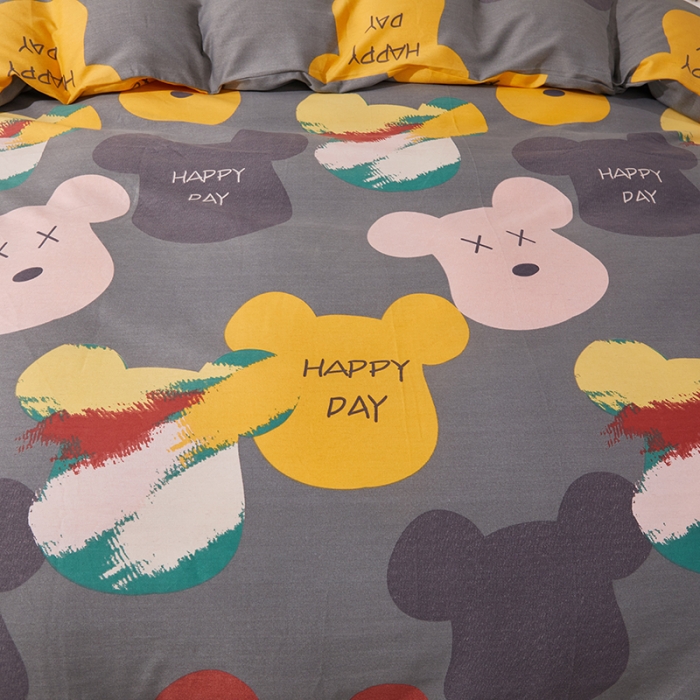 91家纺网 家纺一手货源 找家纺 晶缦 2023新款格林系列全棉活性磨毛单被套 魅力熊