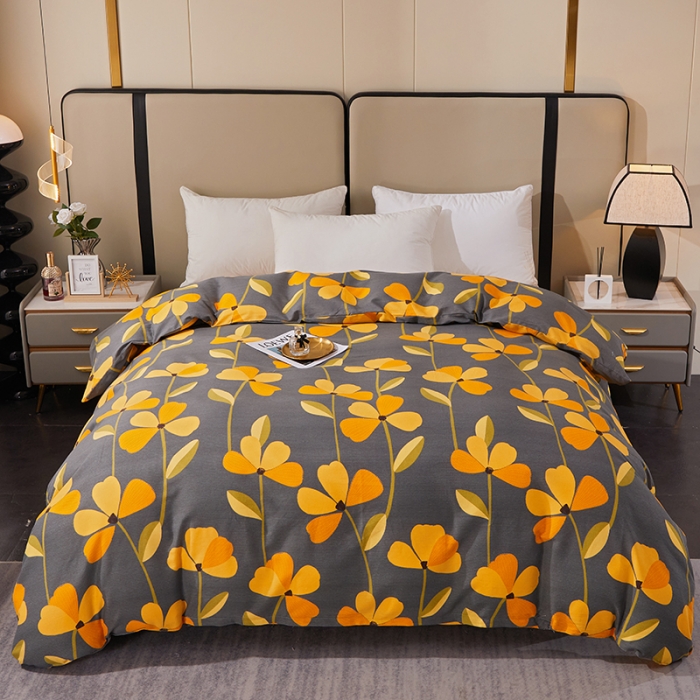 91家纺网 家纺一手货源 找家纺 晶缦 2023新款格林系列全棉活性磨毛单被套 叶叶生辉