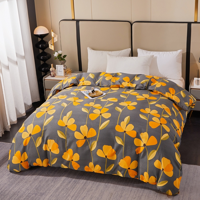 91家纺网 家纺一手货源 找家纺 晶缦 2023新款格林系列全棉活性磨毛单被套 叶叶生辉