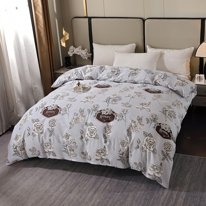 91家纺网 家纺一手货源 找家纺 晶缦 2023新款格林系列全棉活性磨毛单被套 庄园灰