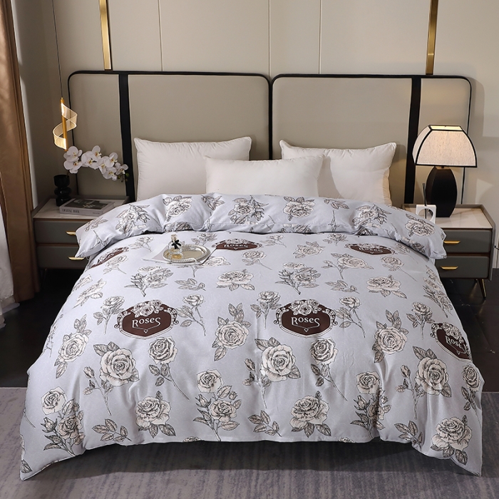 91家纺网 家纺一手货源 找家纺 晶缦 2023新款格林系列全棉活性磨毛单被套 庄园灰