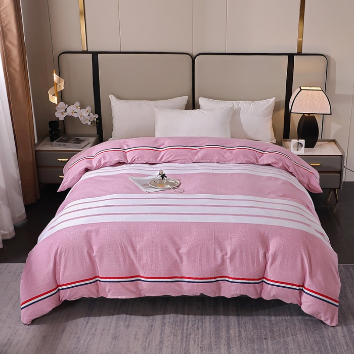 91家纺网 家纺一手货源 找家纺 晶缦 2023新款格林系列全棉活性磨毛单被套 爱伦粉