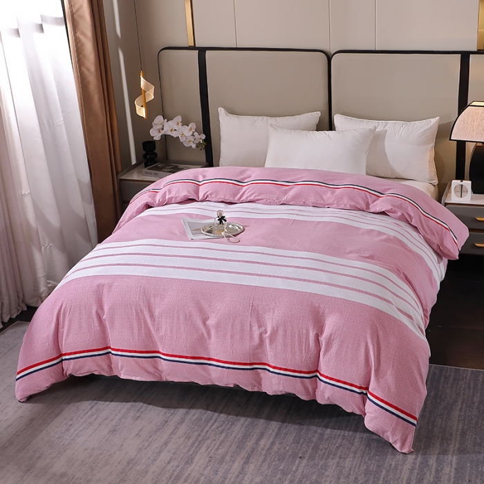 91家纺网 家纺一手货源 找家纺 晶缦 2023新款格林系列全棉活性磨毛单被套 爱伦粉