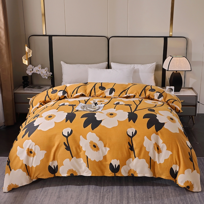 91家纺网 家纺一手货源 找家纺 晶缦 2023新款格林系列全棉活性磨毛单被套 花之舞黄